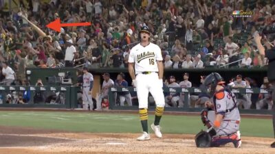 Athletics rookie Nick Kurtz with a bat flip
