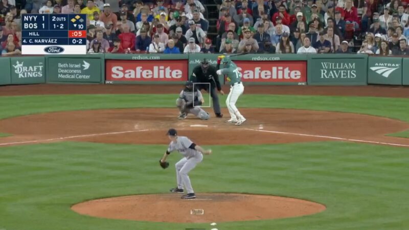 Red Sox catcher Carlos Narvaez batting against the Yankees