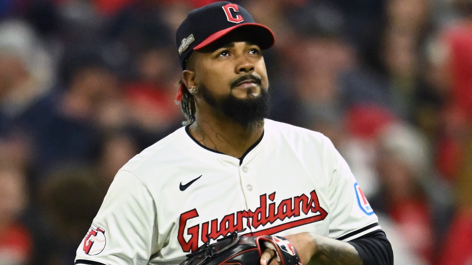 Emmanuel Clase looks on