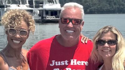 Rex Ryan poses with Sage Steele and Sam Ponder