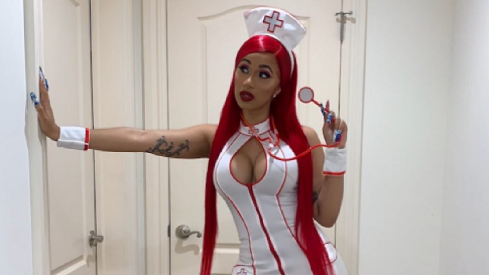 Cardi B in a nurse outfit