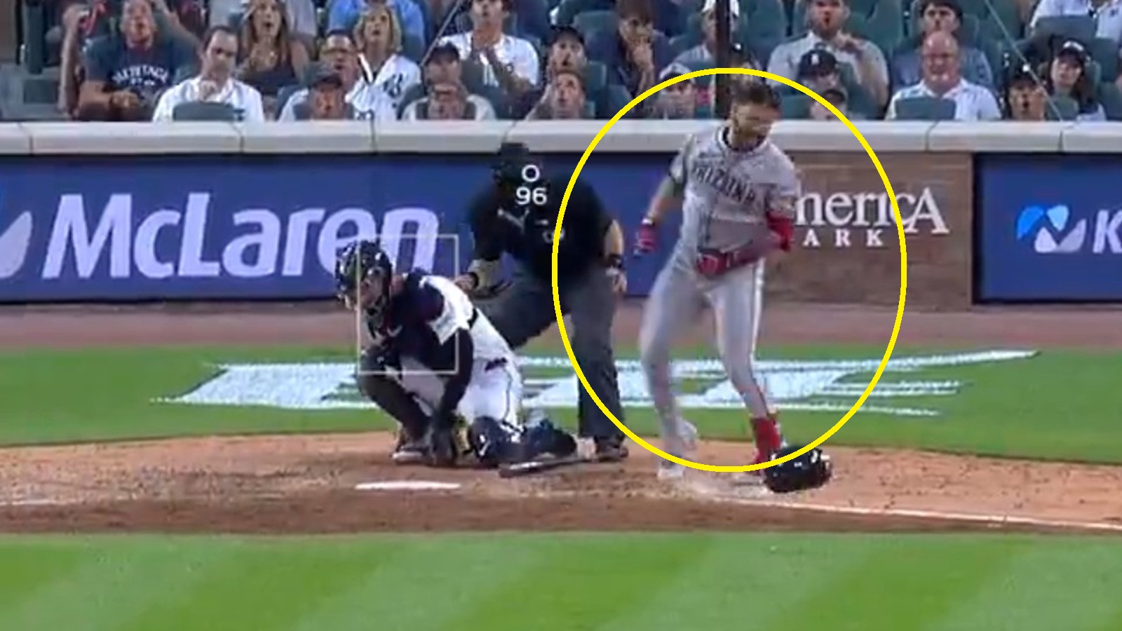 Eugenio Suarez getting hit by a pitch