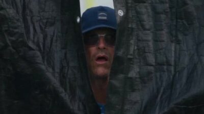 Jim Harbaugh peaking through