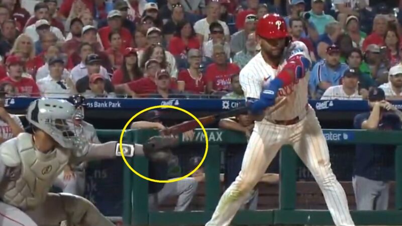 A Philadelphia Phillies batter checking his swing