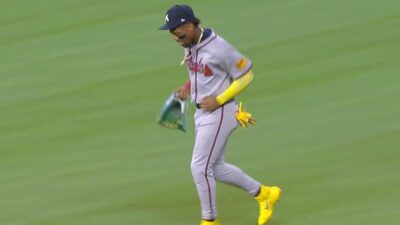 Ronald Acuña Jr. jogging off the field