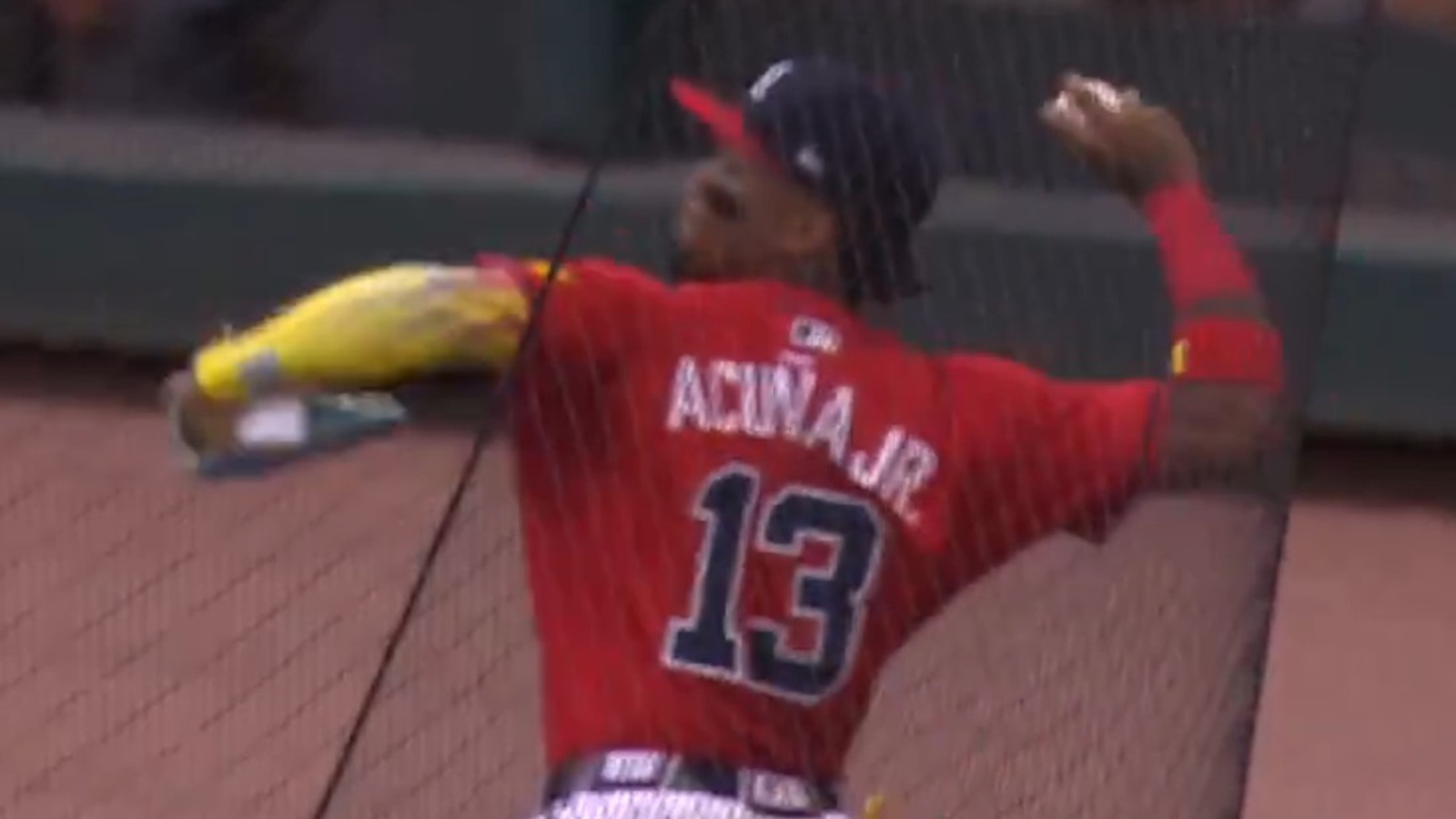 Ronald Acuna making a throw from right field