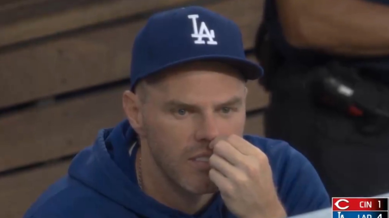 Freddie Freeman picking his nose