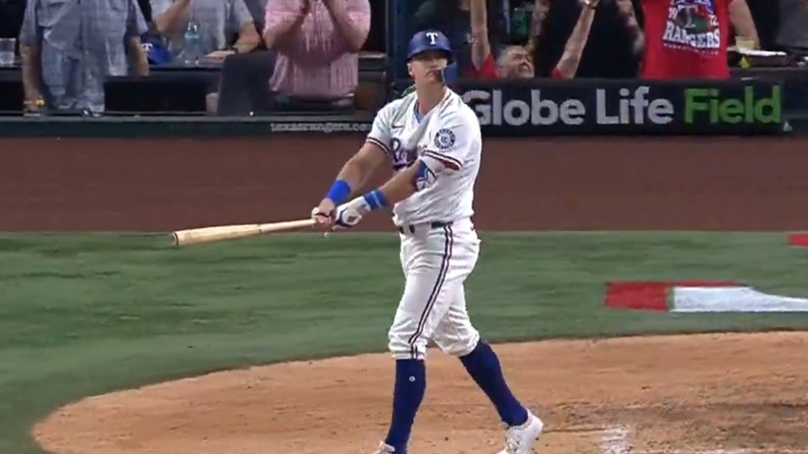 Josh Jung admiring a home run