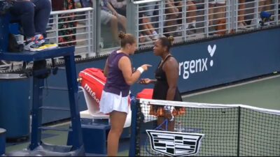 Jelena Ostapenko and Taylor Townsend arguing