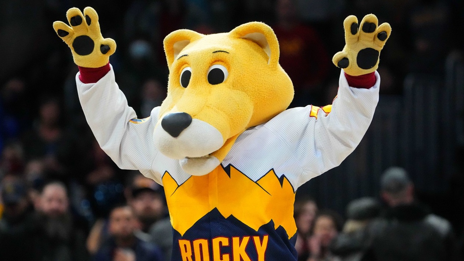 Rocky the mascot performing