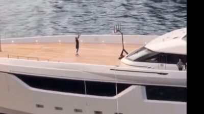 Russell Westbrook shooting on a yacht