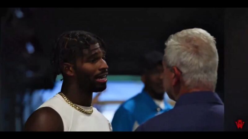 Shedeur Sanders confronting Tony Grossi