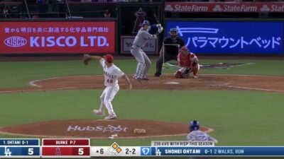 Dodgers star Shohei Ohtani hitting into a triple play