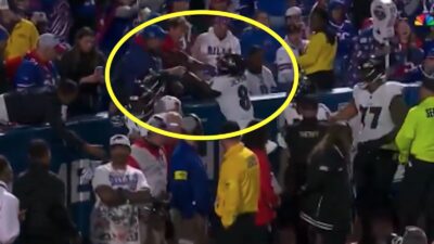 Lamar Jackson shoves a Bills fan