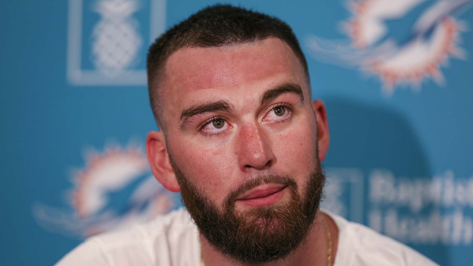 Skylar Thompson at a news conference