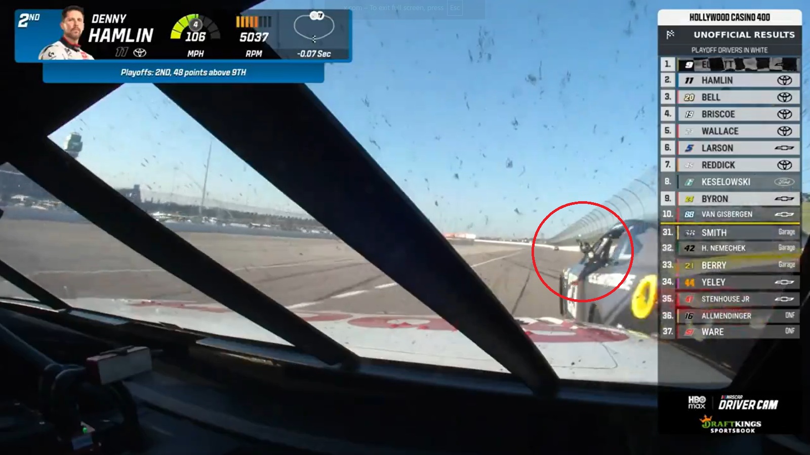 Bubba Wallace flipping off Denny Hamlin