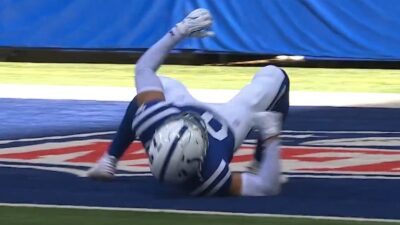 Cam Bynum celebrating in the end zone