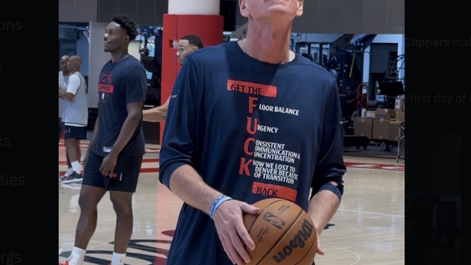 Clippers coaches wearing a profane T-shirt