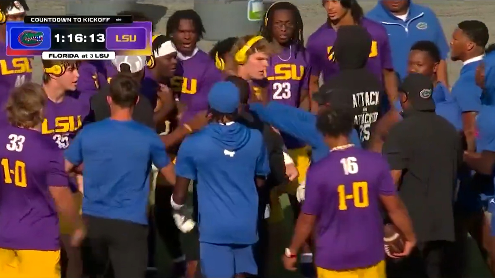 Florida and LSU players scuffle