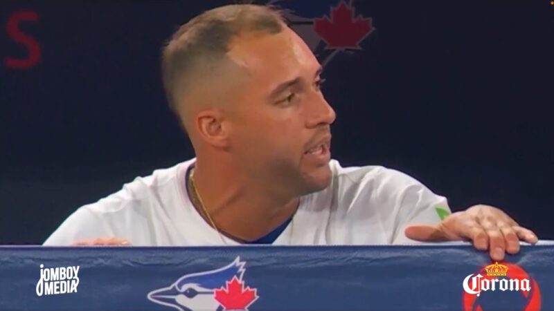 George Springer being angry in a dugout