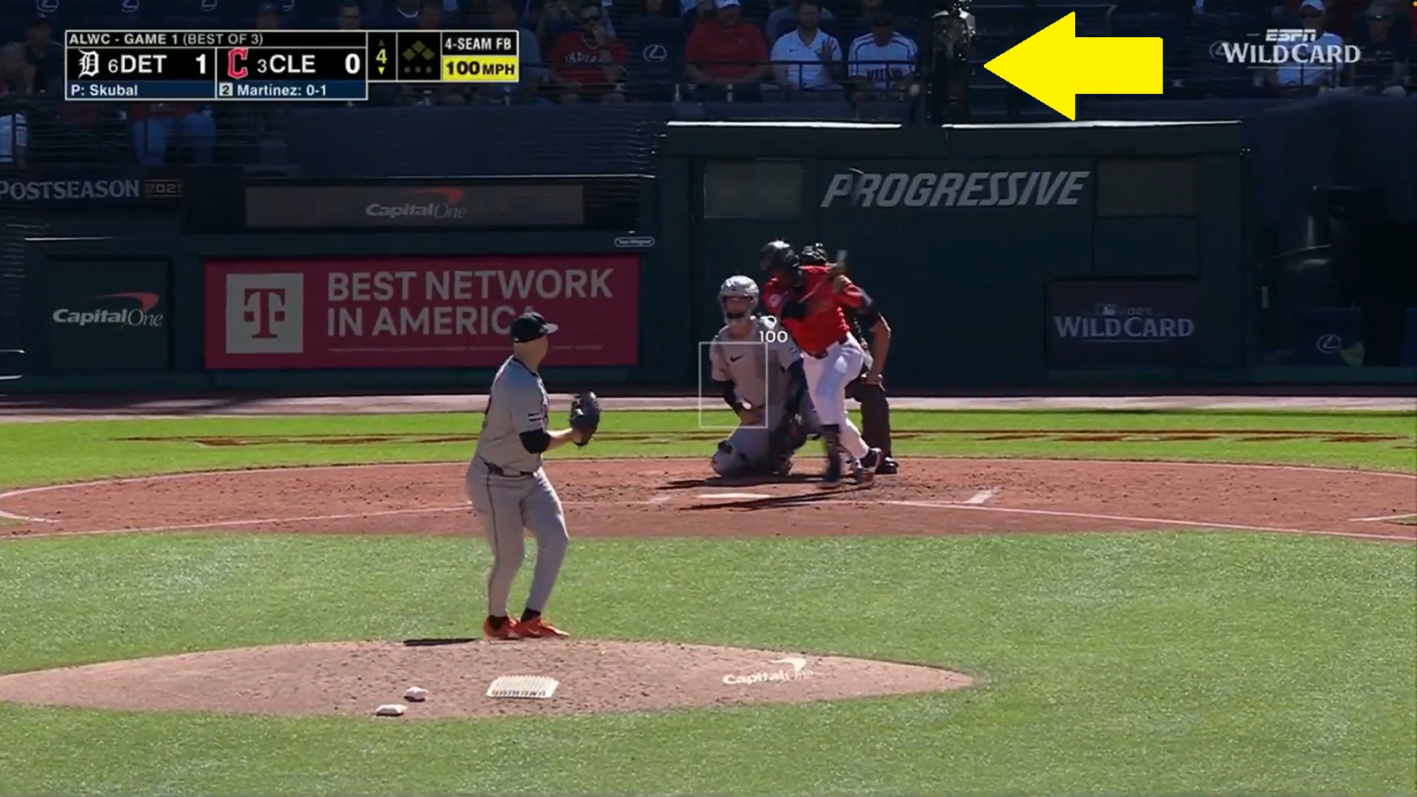 Cleveland Guardians foul ball camera destruction
