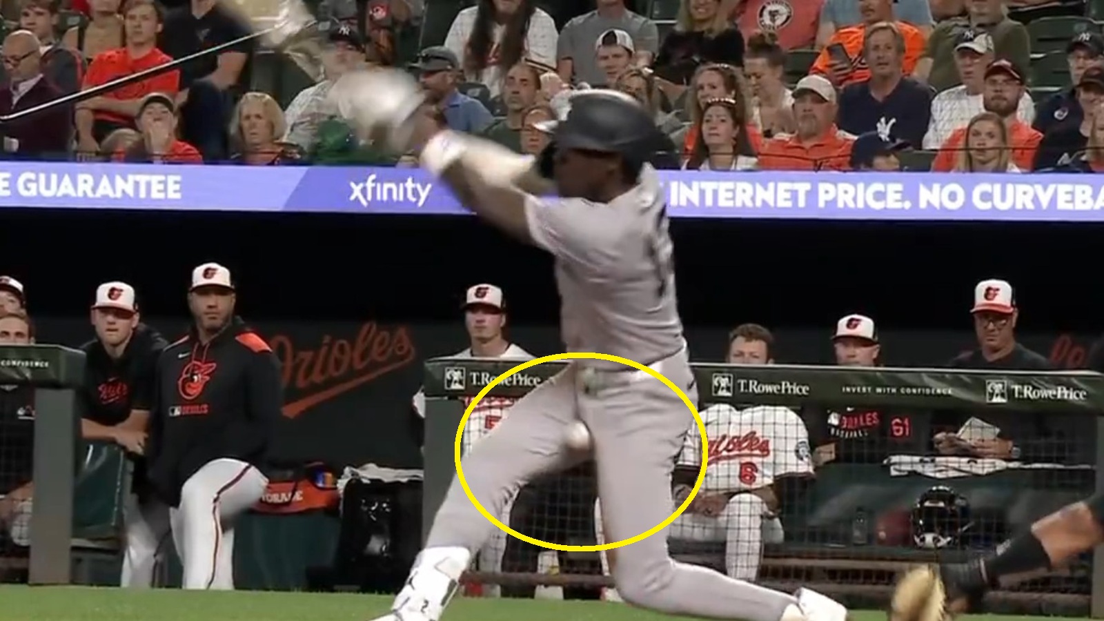 Jazz Chisholm taking a shot to the nuts