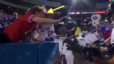 Bills fan hitting Ravens' DeAndre Hopkins, Lamar Jackson in the head