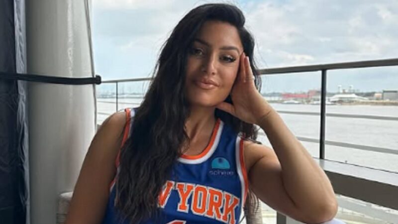 Molly Qerim in a Knicks jersey