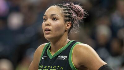 Napheesa Collier looking on during a game