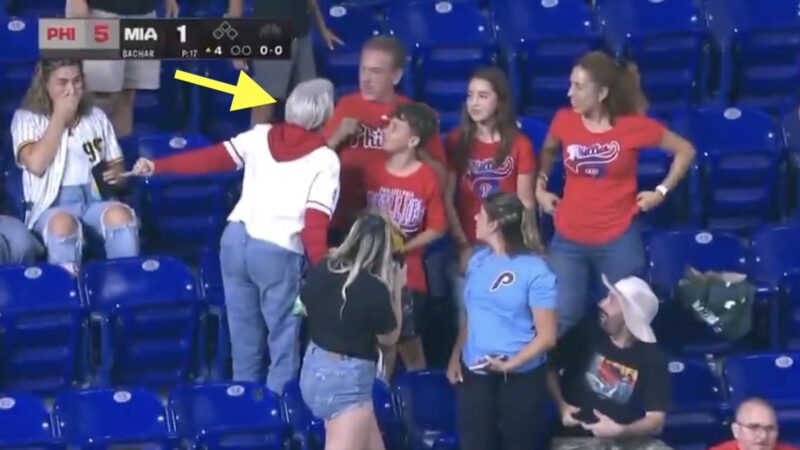 Woman confronts fellow Phillies fan about Harrison Bader's home run ball