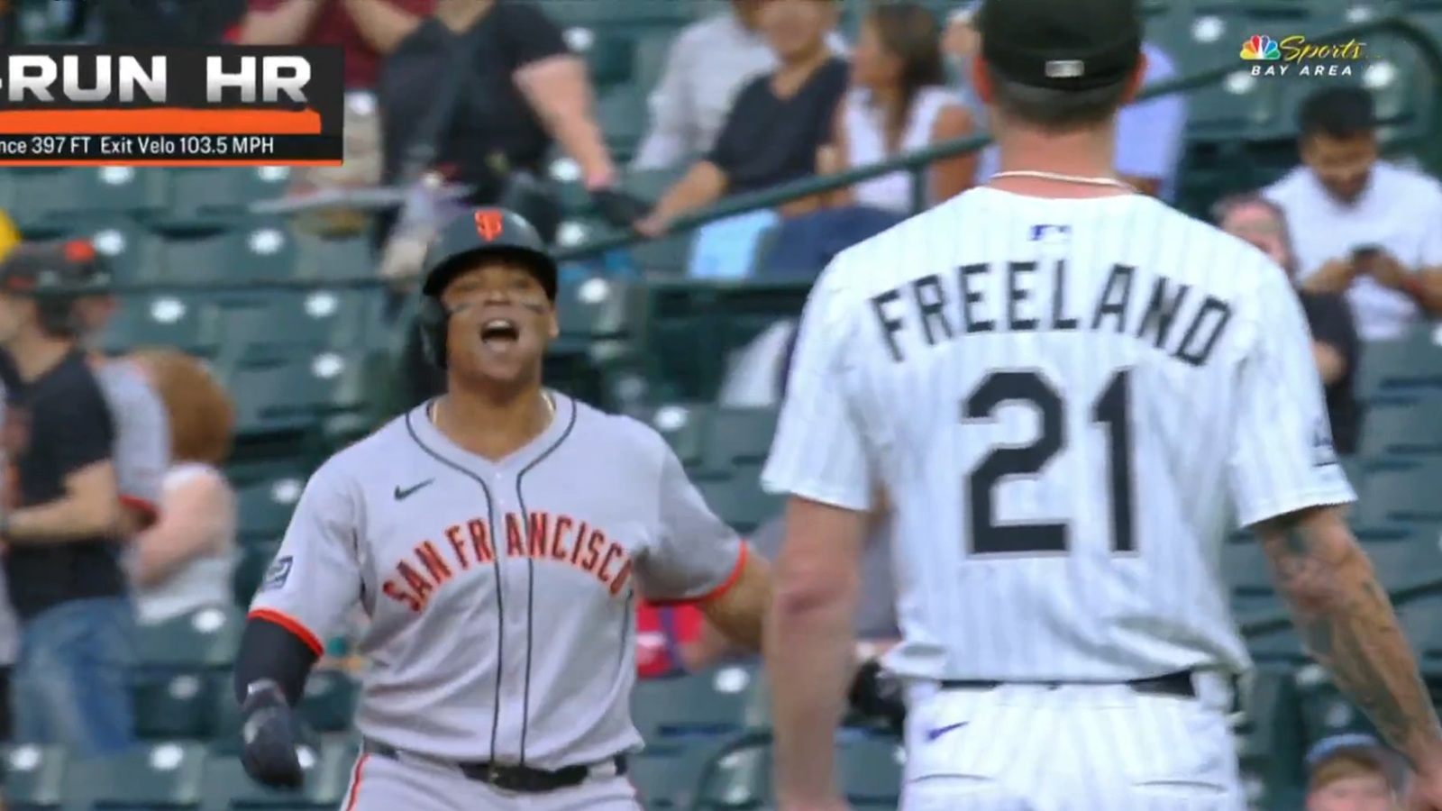 Rafael Devers yelling at Kyle Freeland