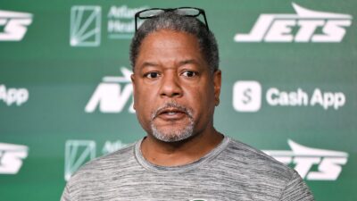 Steve Wilks during a New York Jets press conference