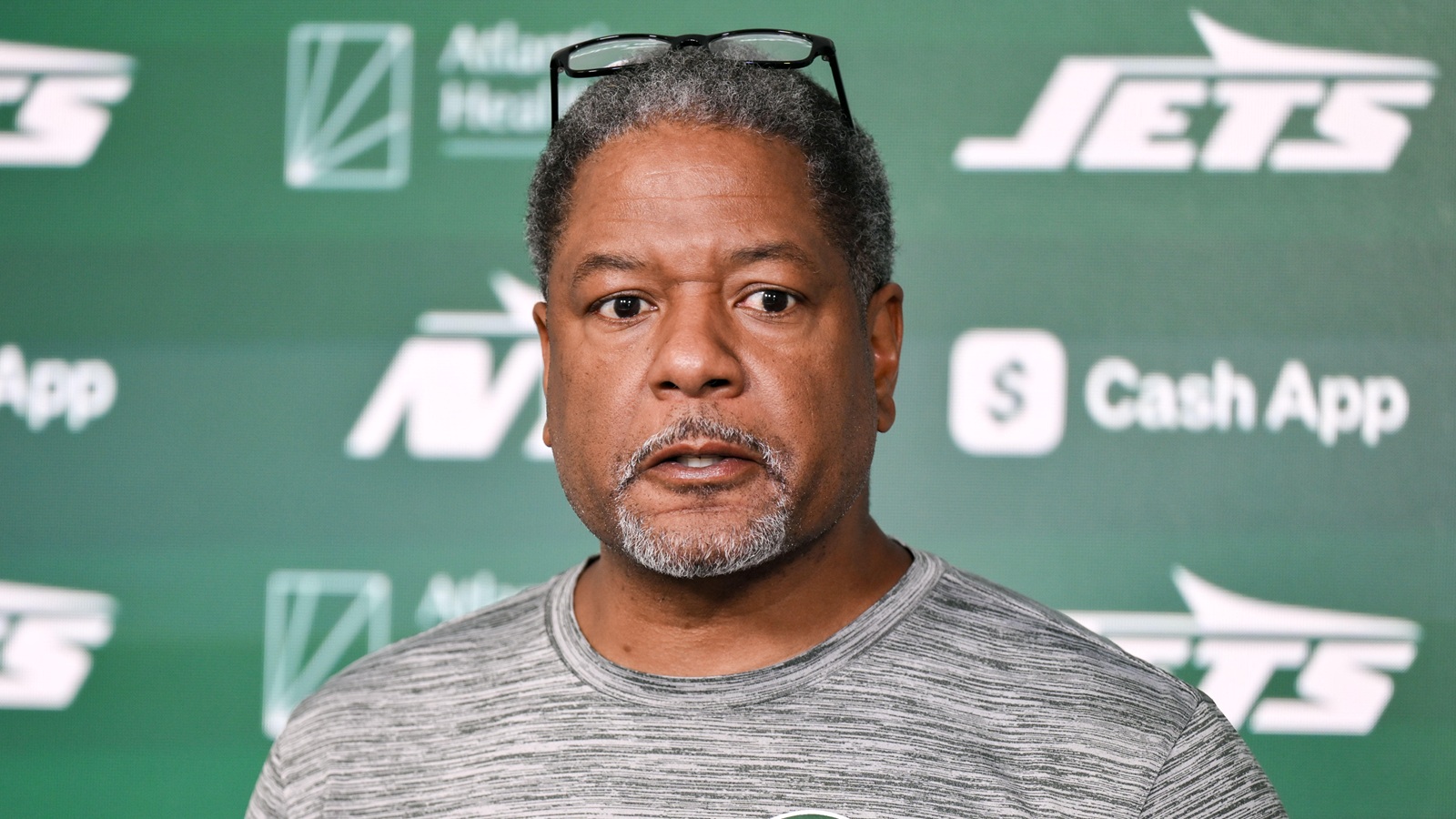 Steve Wilks during a New York Jets press conference