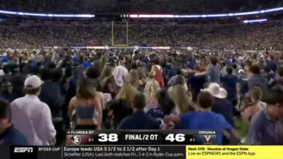 Virginia fans storm the field after win over Florida State