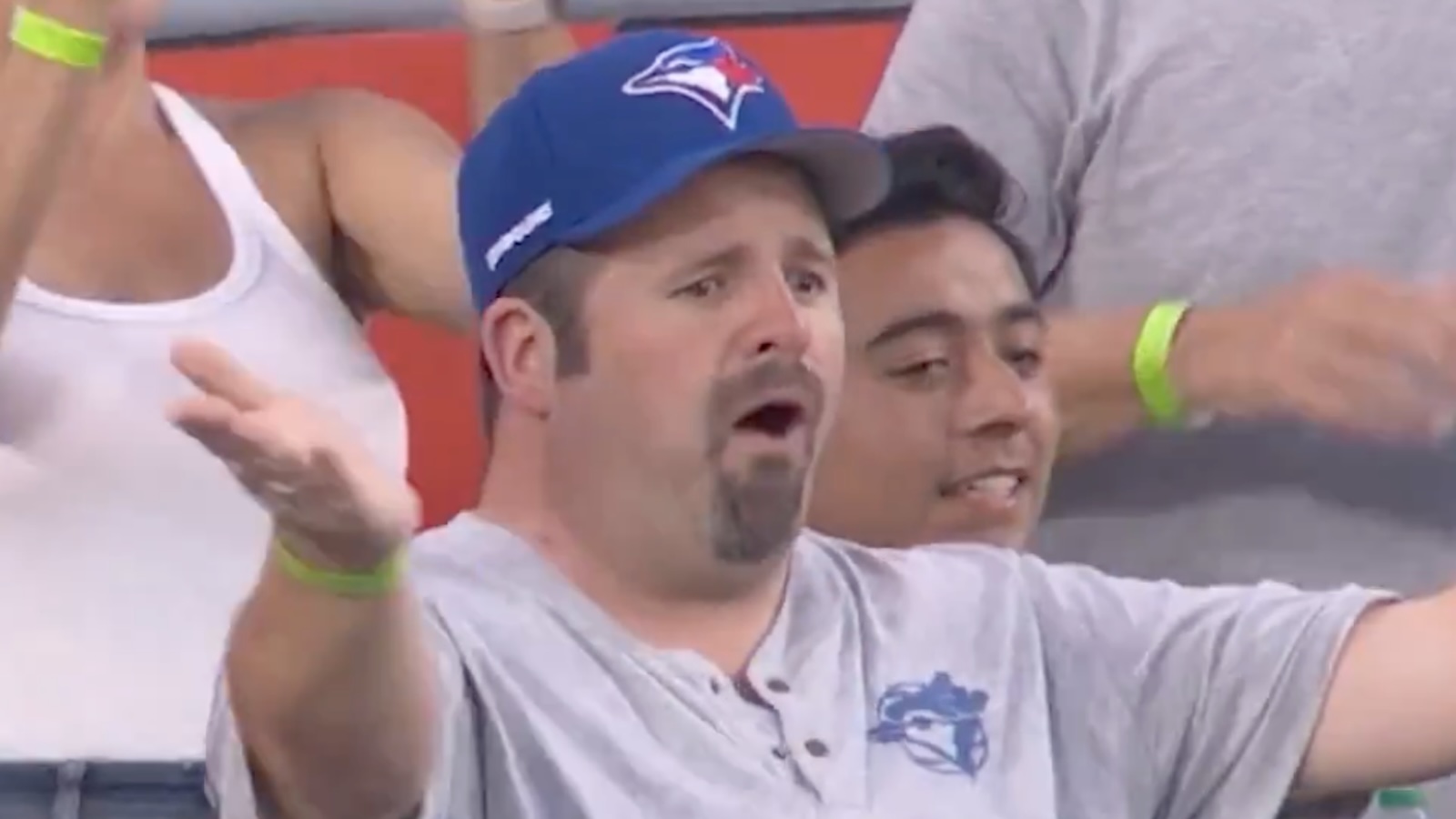 A Blue Jays fan looks surprised