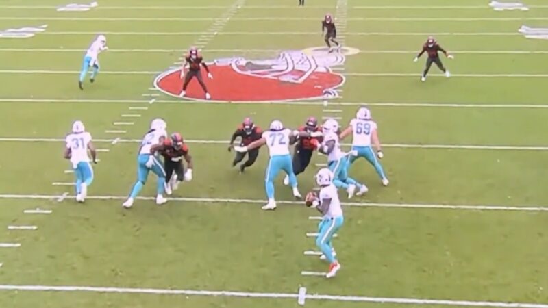 Tua Tagovailoa throws an interception