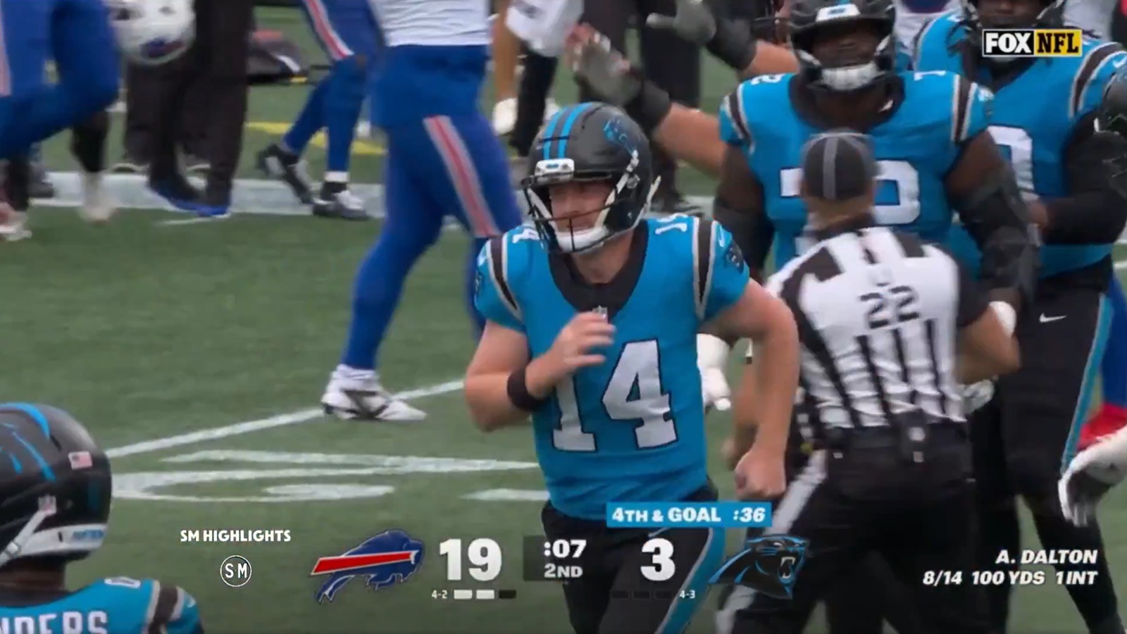 Andy Dalton running off the field