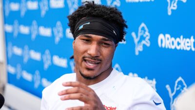 Brian Branch talking to the media