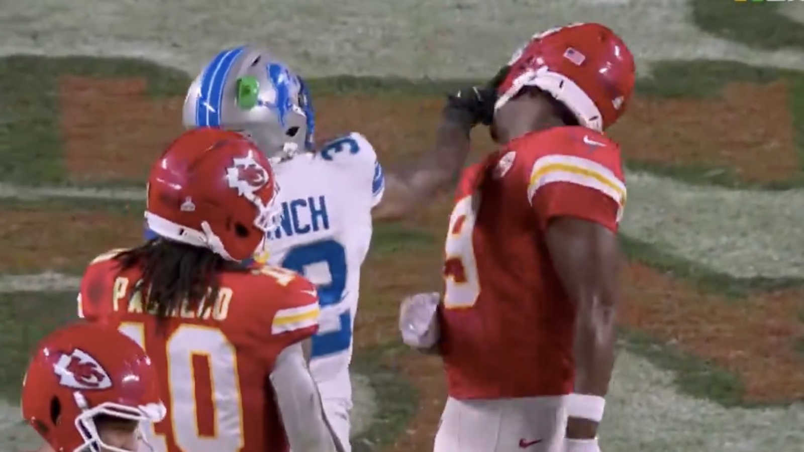 Lions' Brian Branch strikes Chiefs' JuJu Smith-Schuster