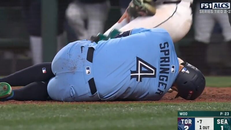 George Springer on the ground injured