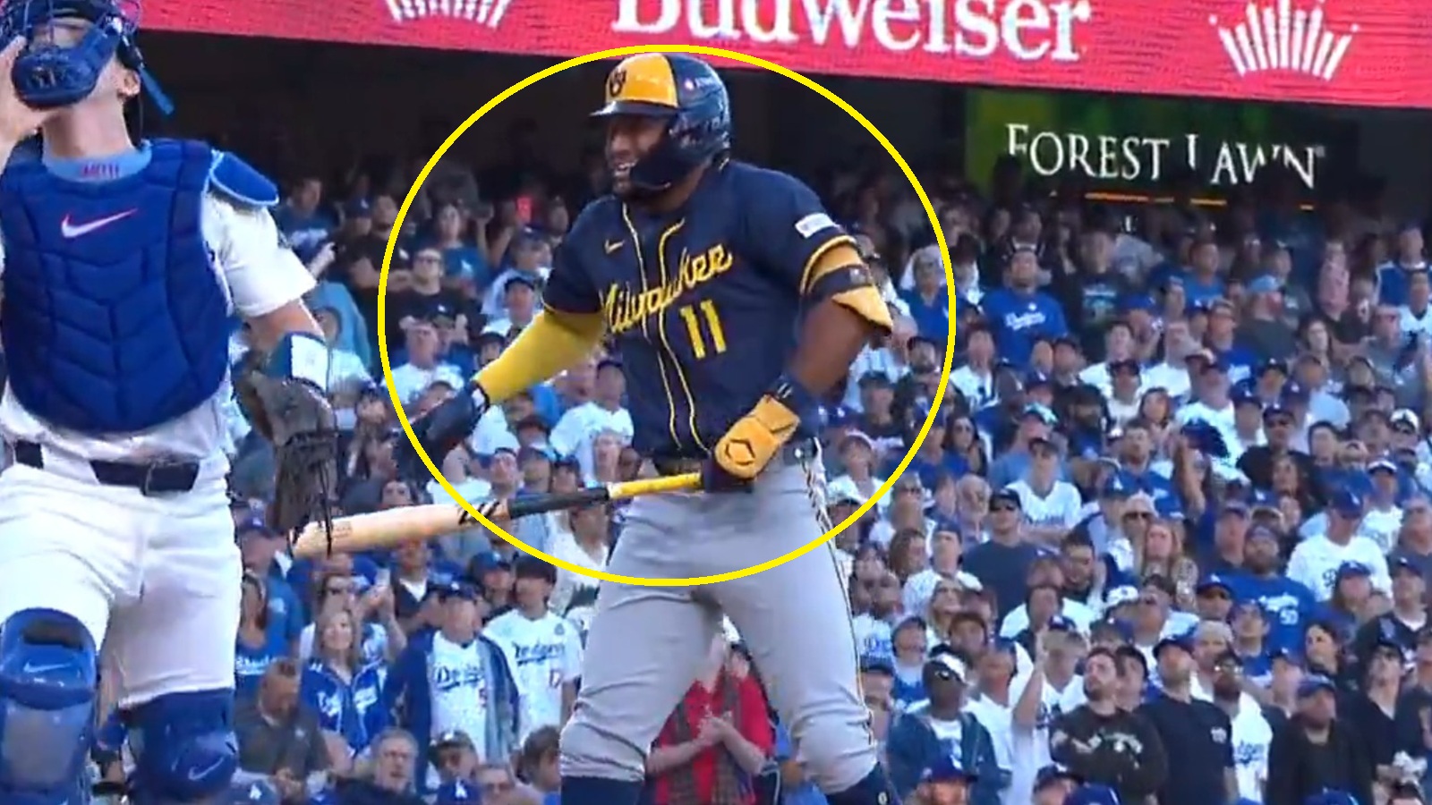 Jackson Chourio grimacing in pain