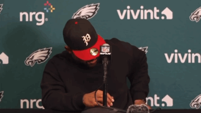 Jalen Hurts after his phone went off