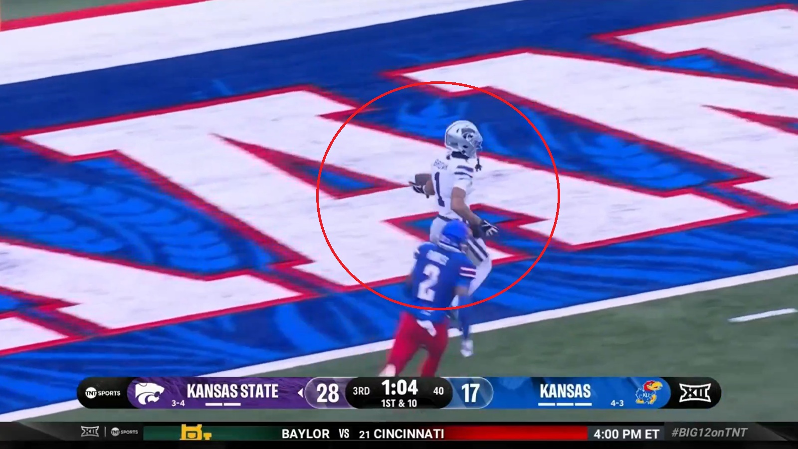 Jayce Brown taunting a Kansas player
