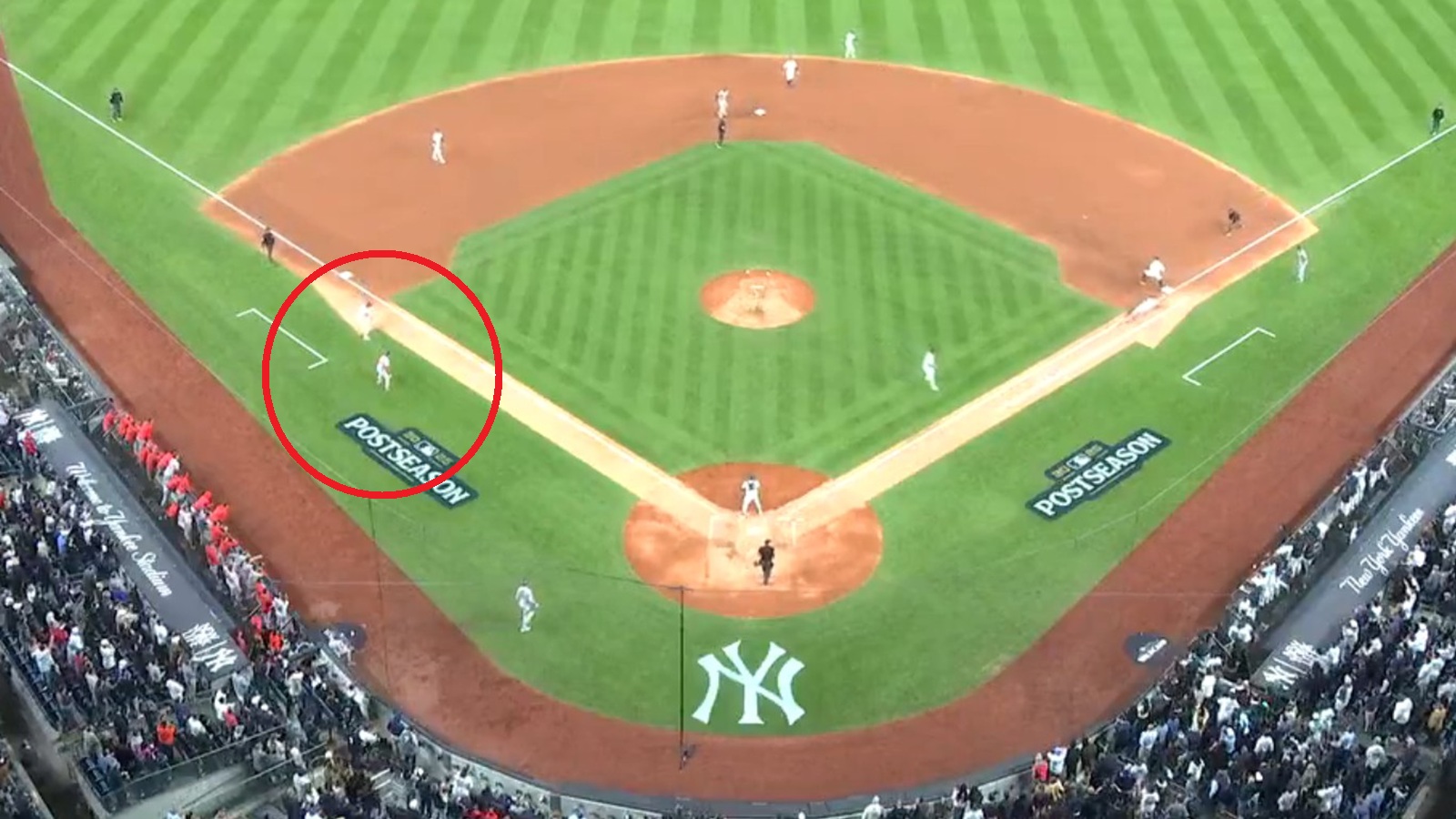 An overhead angle of Yankee Stadium