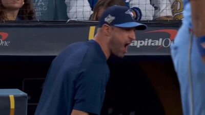 Max Scherzer yelling in the dugout