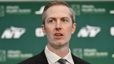 Darren Mougey at a press conference