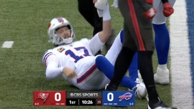 Josh Allen helped off the ground