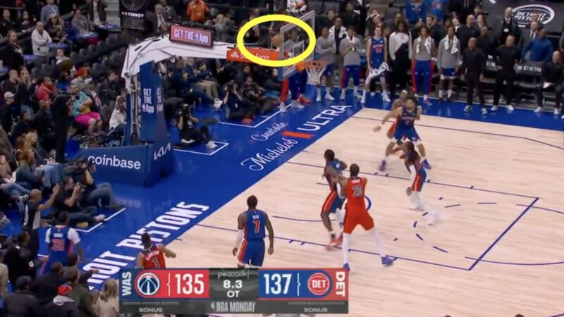 Wizards guard CJ McCollum hits the side of the backboard on a potential game-winner against the Pistons