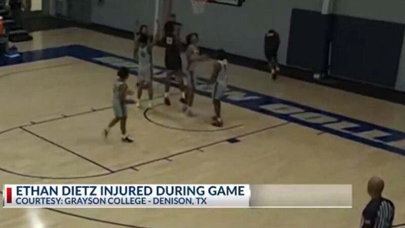 Ethan Dietz after being hit in the head