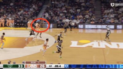 Cavaliers' Evan Mobley launches a full-court heave with a lot of time on the clock